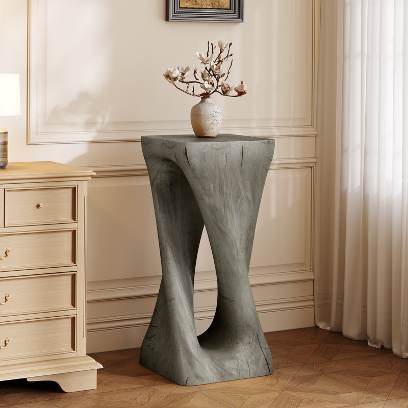 Table d'appoint d'extérieur, table de bout en forme de torsion, table d'appoint pour l'intérieur et l'extérieur, Gris