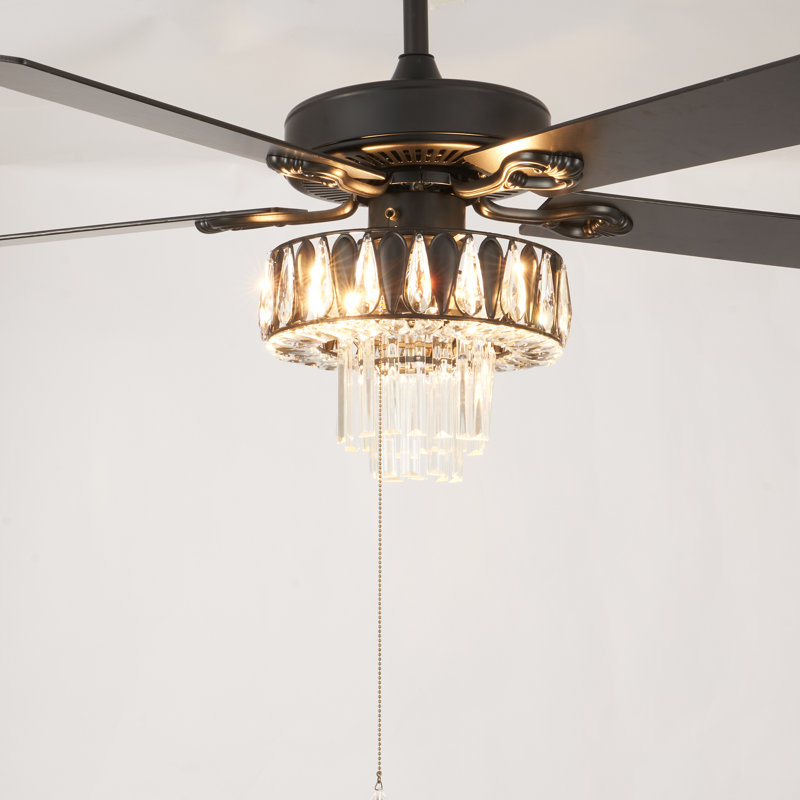 52" Luxury Crystal Ceiling Fan With Remote Control Kit