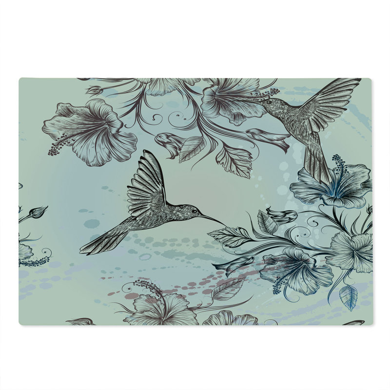 Planche à découper Ambesonne nature grande taille oiseaux hibiscus brun sarcelle
