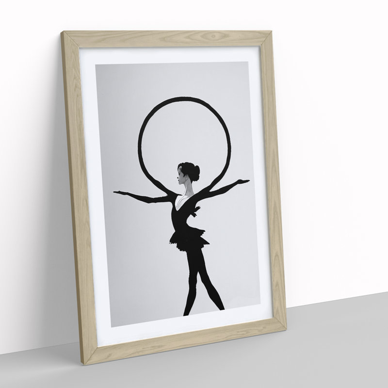 Monochrome Ballerina No.3 - Framed Print, 46cm H x 34cm W x 2cm D, Oak