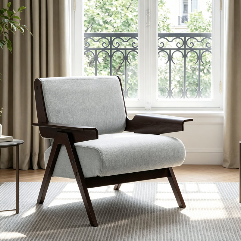 Upholstered Accent Chair, Grey Chenille