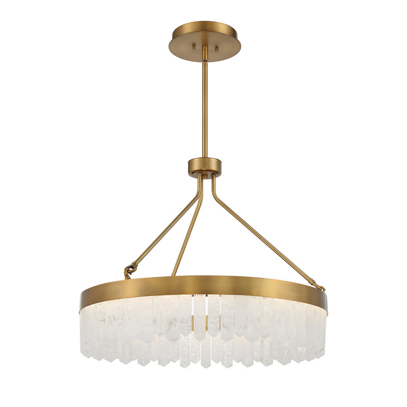 Landon LED Pendant in Warm Brass, 22" H x 27" W x 27" D