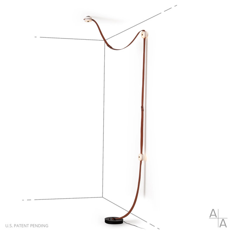 Snaps LED Traditional Floor Lamp By Andy Morter, Black, Chestnut Leather