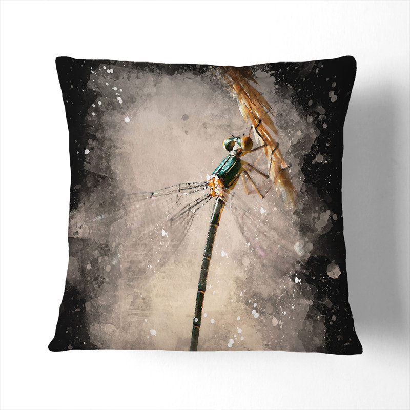 Dragonfly Vol.4 Paint Splash Square Throw Cushion, Black, 55cm H x 55cm W x 20cm D