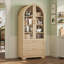 Armoire arquée de 71 po de hauteur avec portes en verre, garde-manger en bois avec 4 tablettes et 2 tiroirs, avec éclairage DEL-1199061678