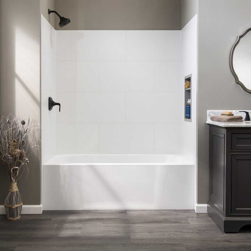 Ensemble de carrelage pour douche et baignoire 25,6 po x 14,8 po Palisade, Perle cendrée
