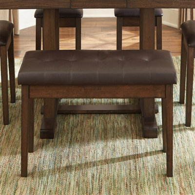 1-Piece Transitional Dining Bench - Wooden Frame, Button-Tufted Seat, Light Rustic Finish