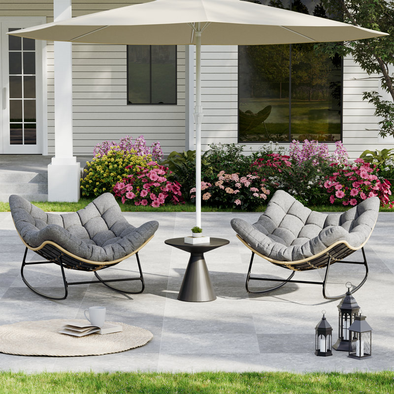 Clymer Steel Egg-shaped Royal Rocking Chair With Cushion, Light Gray