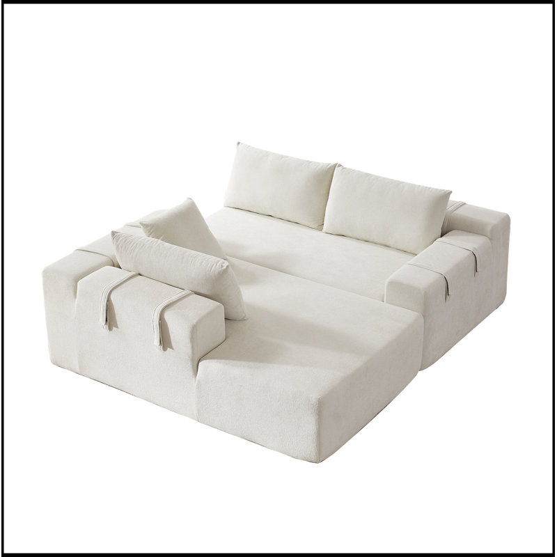 Ensemble de canapé modulaire rembourré en chenille luxueux, parfait pour le confort et les agencements personnalisables dans n'importe quel salon.