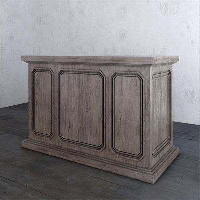 62.2" Grey Rectangular Solid Wood Reception Desk