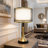 Mid-Century Bedside Nightstand Table Lamp Unique Lampshade Gold Accents Base Desk Light