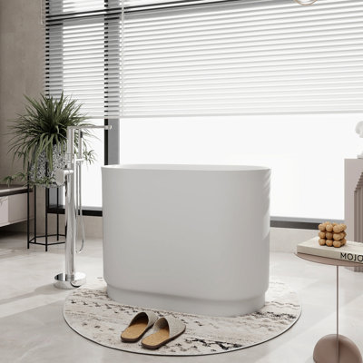39" Freestanding Soaking Bahtutb Solid Surface Stone Resin Soaking Bathtub