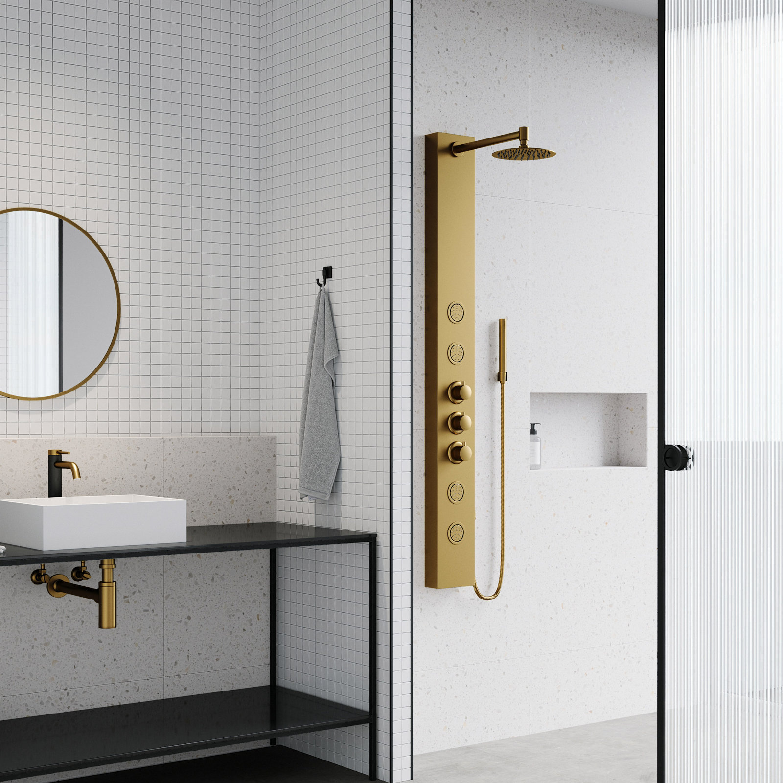 Ellington EZDivert™ 4-Jet Shower System, Matte Gold