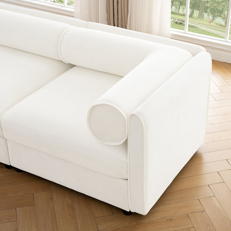 Elegant Chenille  Sofa with Storage Seat and Ottoman