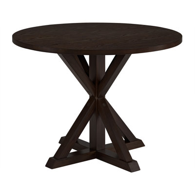  Spier 40" Modern Farmhouse Pedestal Round Dining Table, Dark Brown