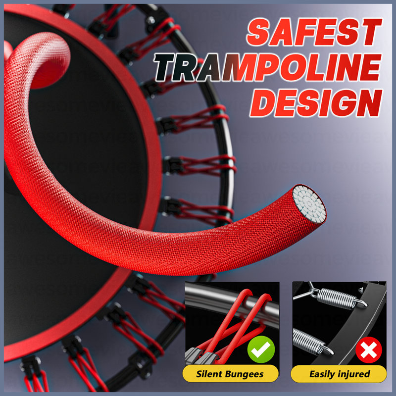 40Inch Foldable Trampoline With Handle-Premium-Elastic -Black