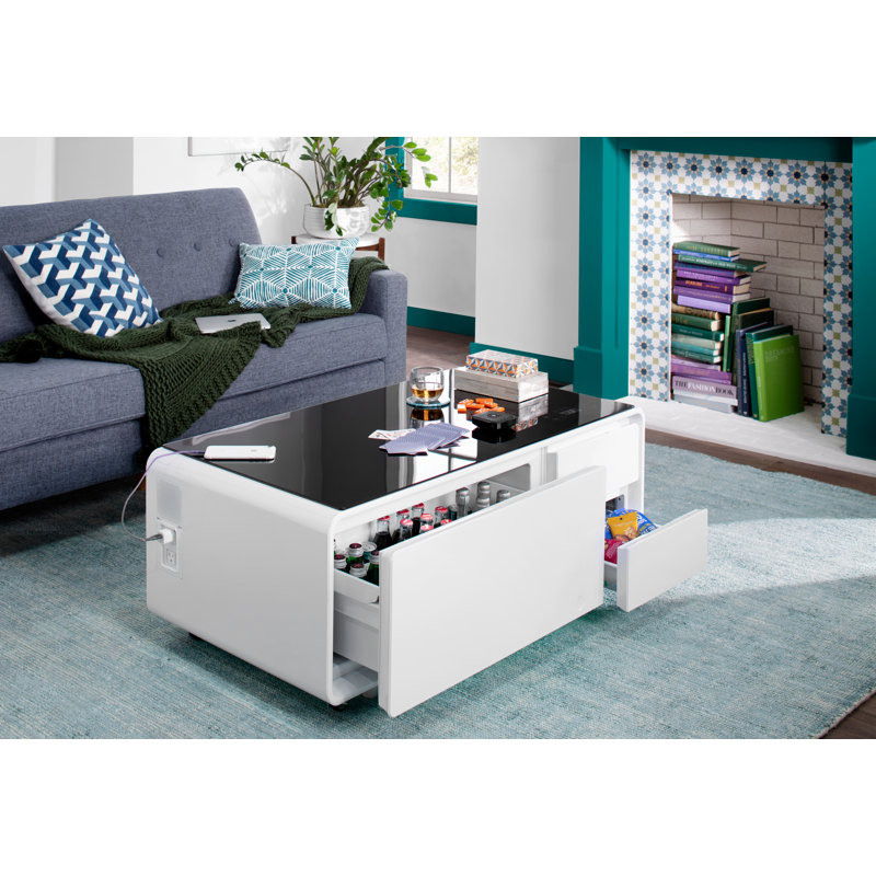 Table basse intelligente Sobro, Blanc / noir
