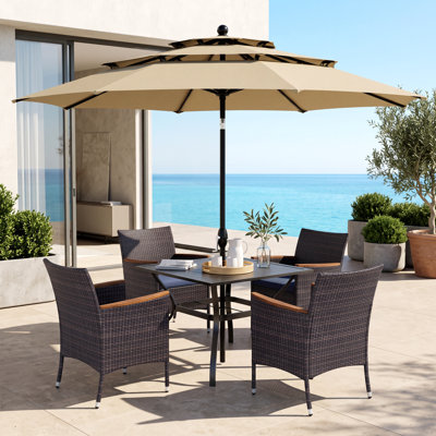 Salem 4 - Person Wicker Patio Dining Set with Square Table , Cushions Included