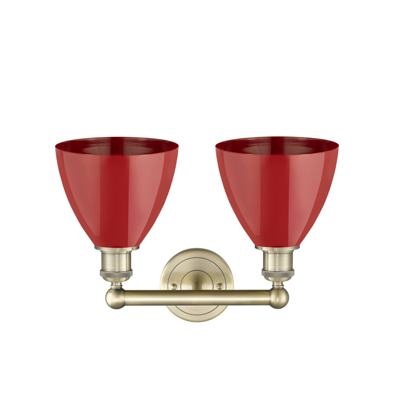 Éclairage pour meuble-lavabo de salle de bain 2 lumières 16,5 pouces Anjail Dome, Rouge, Laiton antique