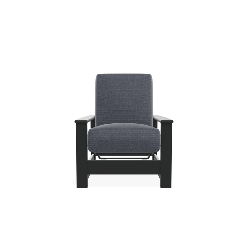 Leeward Marine Grade Polymer Deep Seating Cushion Arm Chair with Hidden Motion, Graphite, Proven Denim