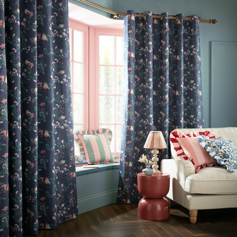 Paper Birds Blackout Eyelet Curtain, 163" W x 137" L