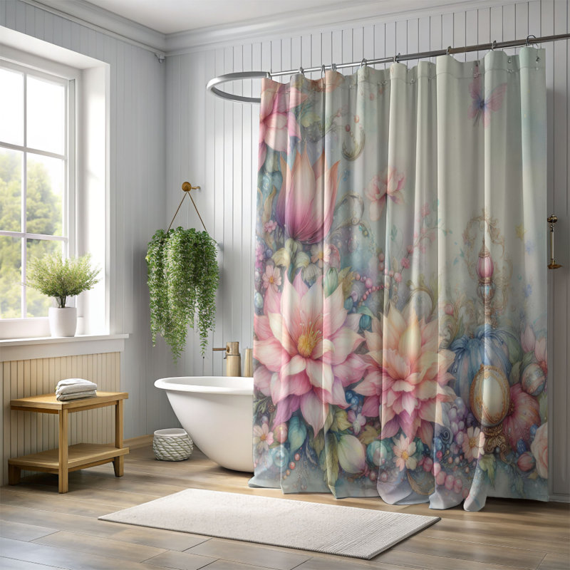 Rideau de douche 1 pièce Fantasy Bloomscape, H 74 po x l 71 po