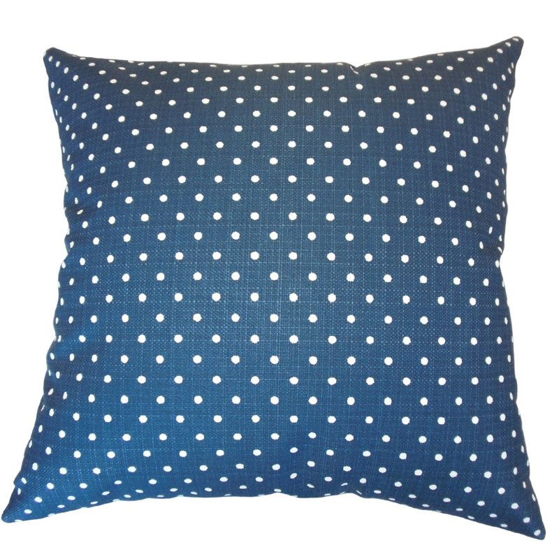 Coussin décoratif à pois Vikas, Hauteur (26 po) x largeur (26 po), Bleu