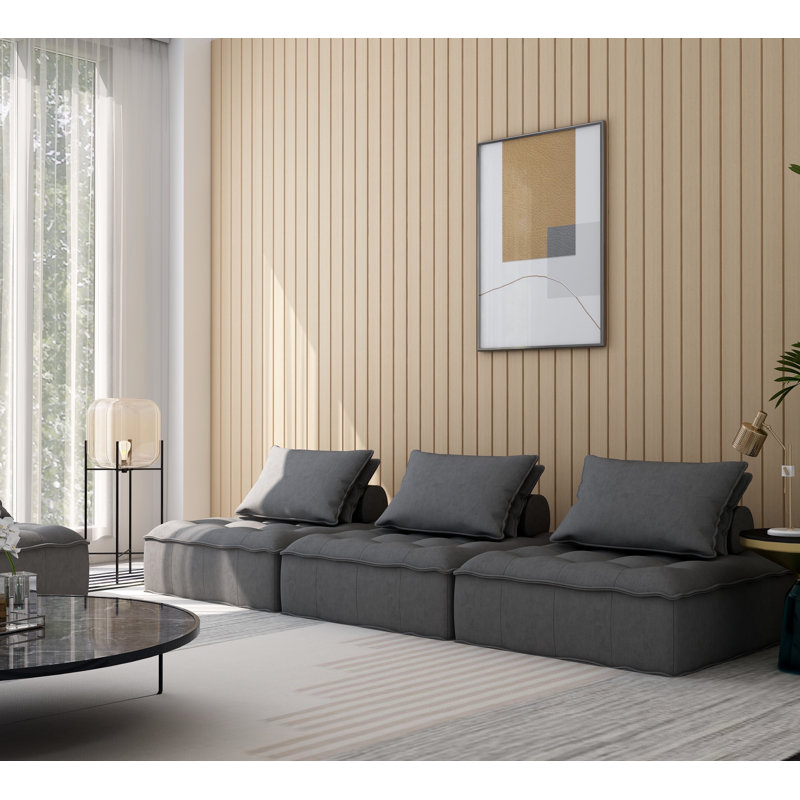 Rigoberto Velvet L-Shaped Sectional Symmetrical, Dark Gray