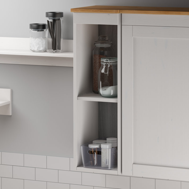 Edgarton 80cm Kitchen Pantry, White/Honey