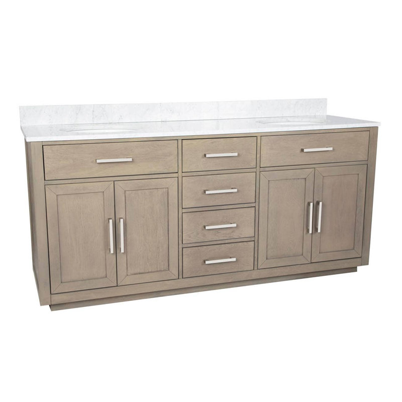 Ensemble de meuble-lavabo double l 24 po x P 22 po x H 34 po, Chêne gris