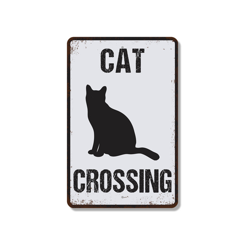 Enseigne de chat en plastique patiné 10 po x 14 po, H 10 po x l 14 po x P 0,1 po