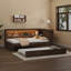 Lit de jour double avec tablettes de rangement et lit gigogne-984084337