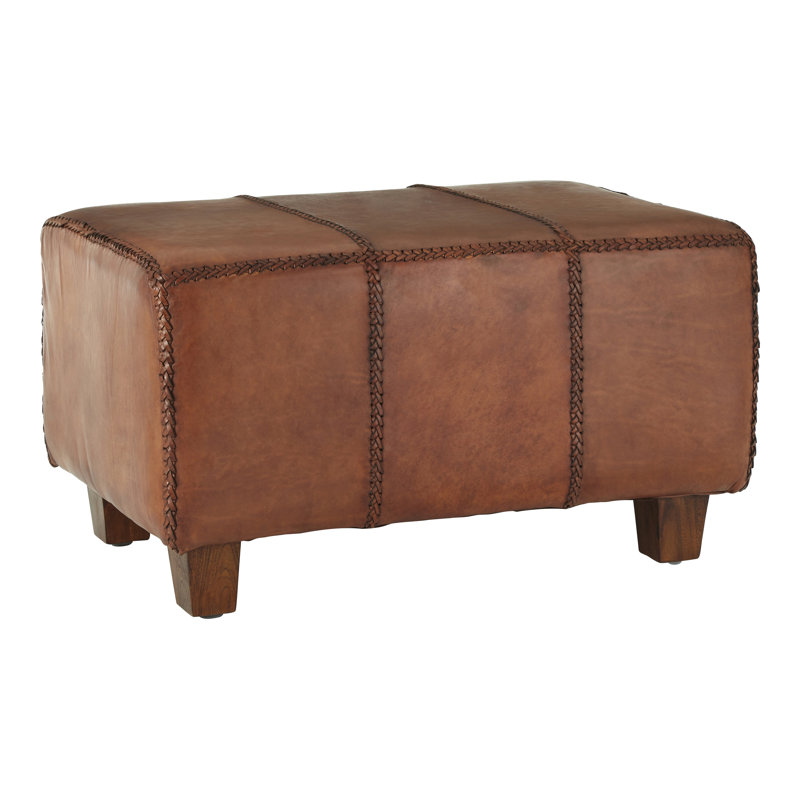 Cadmium Genuine Leather Upholstered Bench