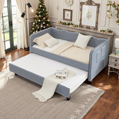 Lit de jour convertible simple / double 3 en 1 avec lit gigogne et rangement, canapé-lit peu encombrant pour les petites pièces