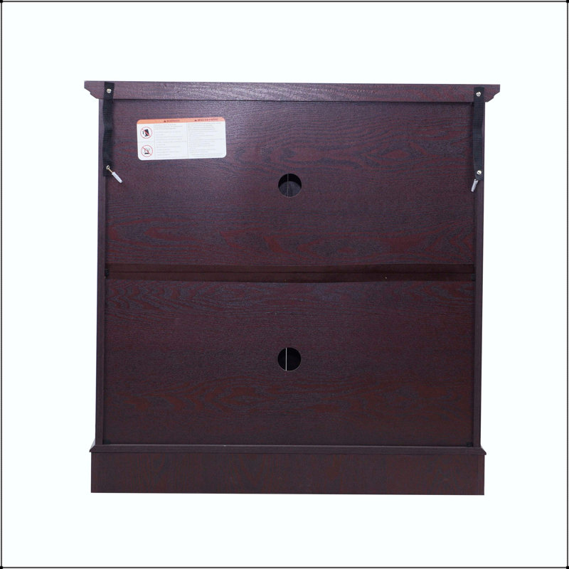 Red Sideboard with Tempered Glass Doors and Adjustable Shelf