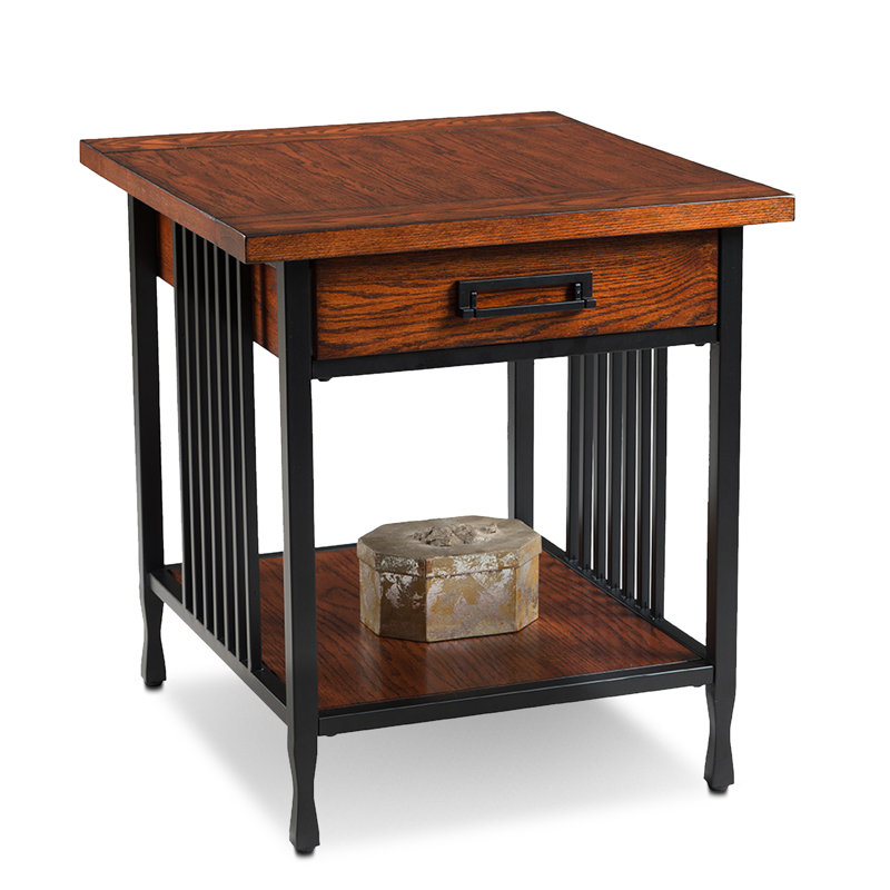 Ironcraft Solid Wood Drawer End Table in Mission Oak