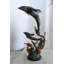 Sculpture deux dauphins avec tortue de mer sur corail 18 po x 10 po x H 29 po
