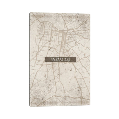 Louisville City Map Abstract Style by WallDecorAddict - Gallery-Wrapped Canvas Giclée on Canvas