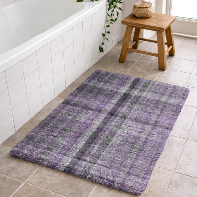 Premium Machine Washable Dream Shag ADS548 Plaid Rug
