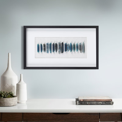 Framed Blue Agate For Indoor Wall Decorating - Dimensional Art, Natural Cerulean Agate, Soft White Base, Glass And Black Frame, 4 D Rings Decor Panel Dyed Cerulean, Background, Protection, Use Only