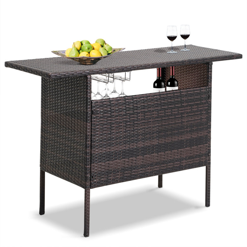 Antigo  Rectangular Wicker/Rattan Outdoor Bar Counter Table 
