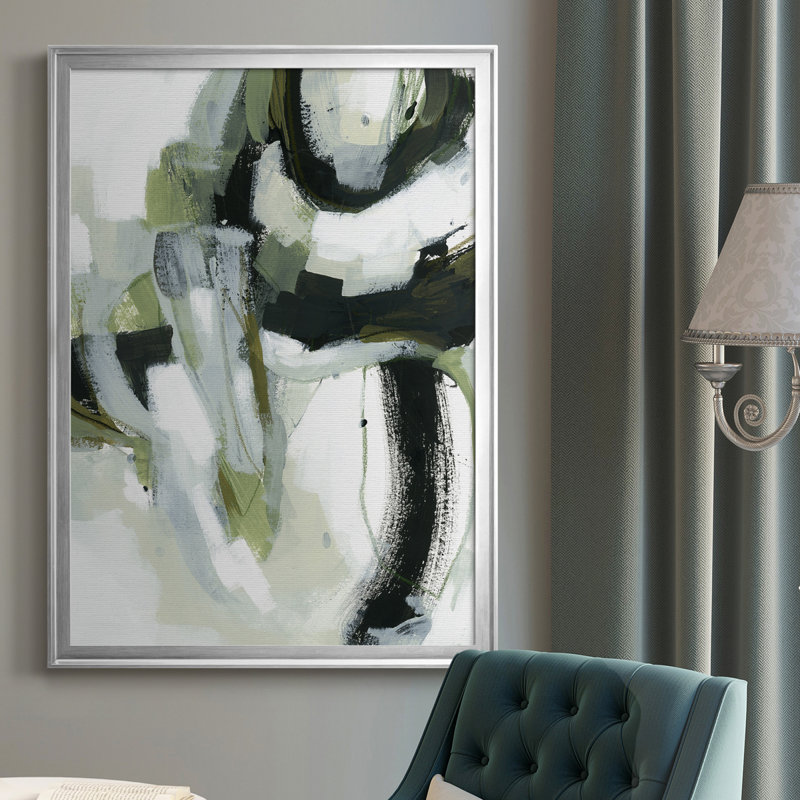 Toile encadrée de qualité supérieure vert onyx I - prête à être accrochée, H 30,5 po x l 22,5 po, Argent argent