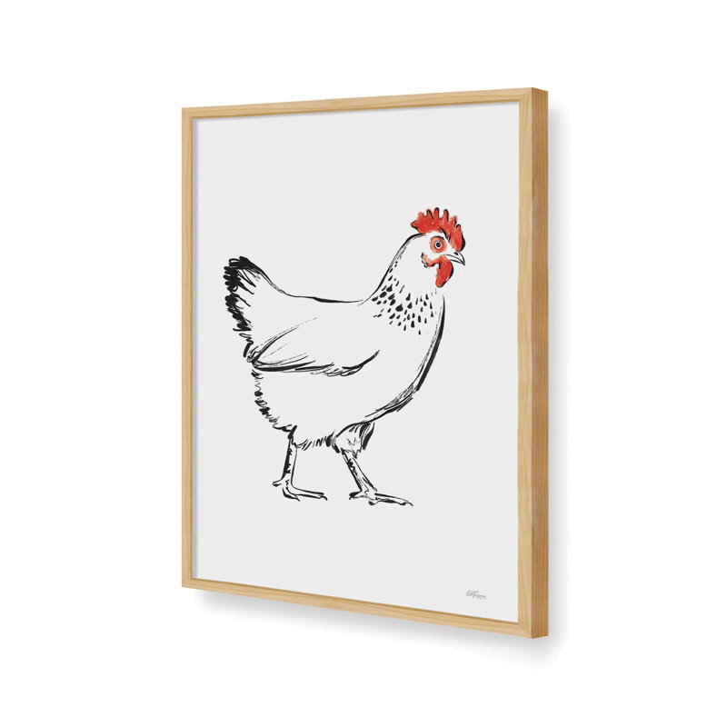 Croquis de poulet noir et blanc par Cat Thurman Designs, reproduction d'art, L 24 po x H 32 po, Tanné, Impression encadrée