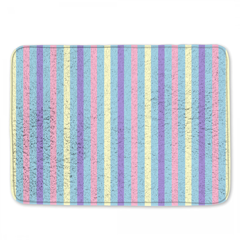 Tapis de bain pastel à rayures, L 34 po x L 21 po