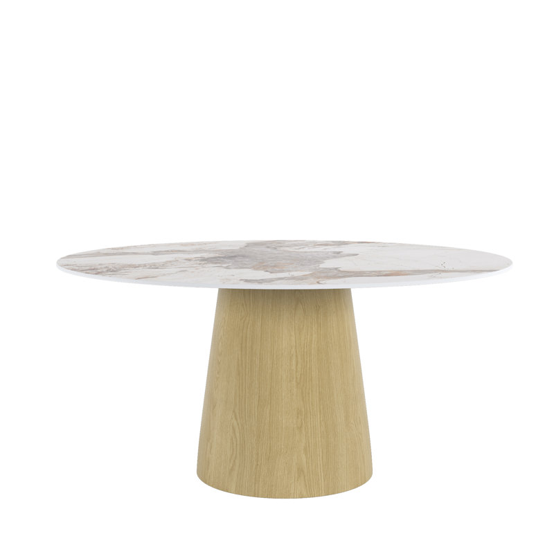 Table de salle à manger Bakstran, Blanc / Gris, H 29,52 po x L 47,24 po x l 47,24 po, Naturel