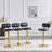 Set Of 2 Modern Bar Stools With Adjustable Height, Black PU Leather Upholstered Stools With Gold Metal Base & Footrest For Kitchen Island, Home Bar, Game Room-183467581-183467583