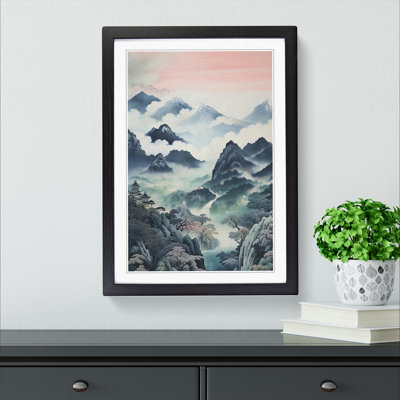 Japanese Mountains Contemporary - Framed Print