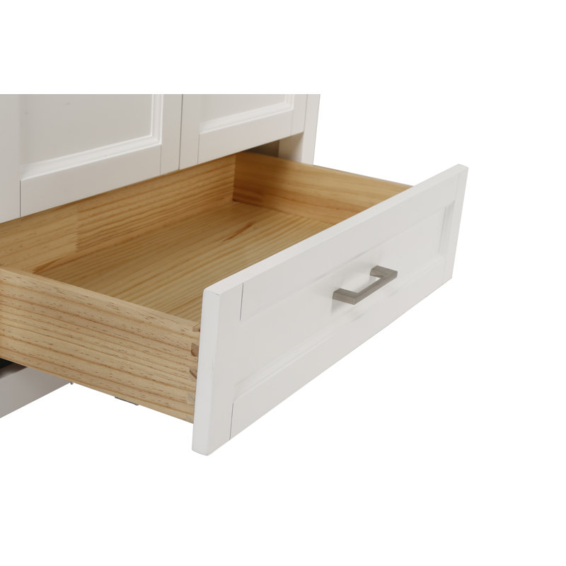 Meuble-lavabo encastré avec comptoir en marbre Shanelle, Blanc