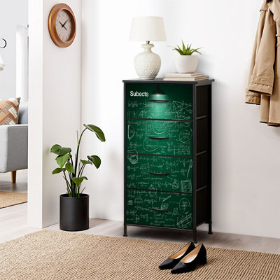 4 Drawer Dresser for Bedroom, Narrow Chest of Drawers, Wooden Top and Study Iron Frame 18"x37.5"-(WxH)