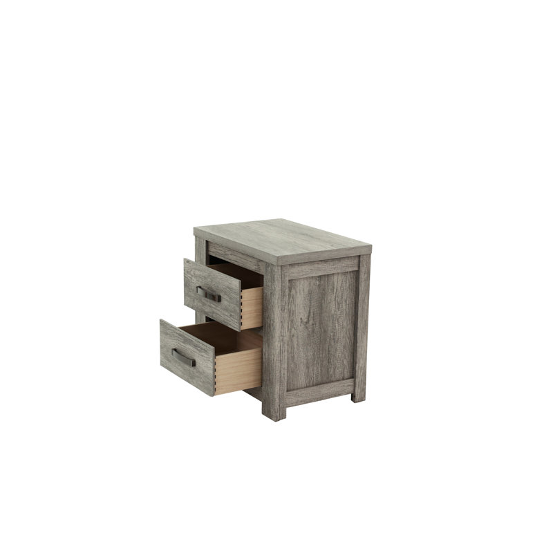 Table de chevet grise rustique, mobilier de chambre à coucher 2 pièces